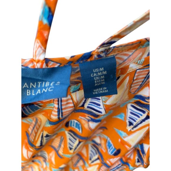Antibes Blanc Womens Sailboat Print Maxi Dress Size M 100% Rayon Orange - Picture 4 of 7